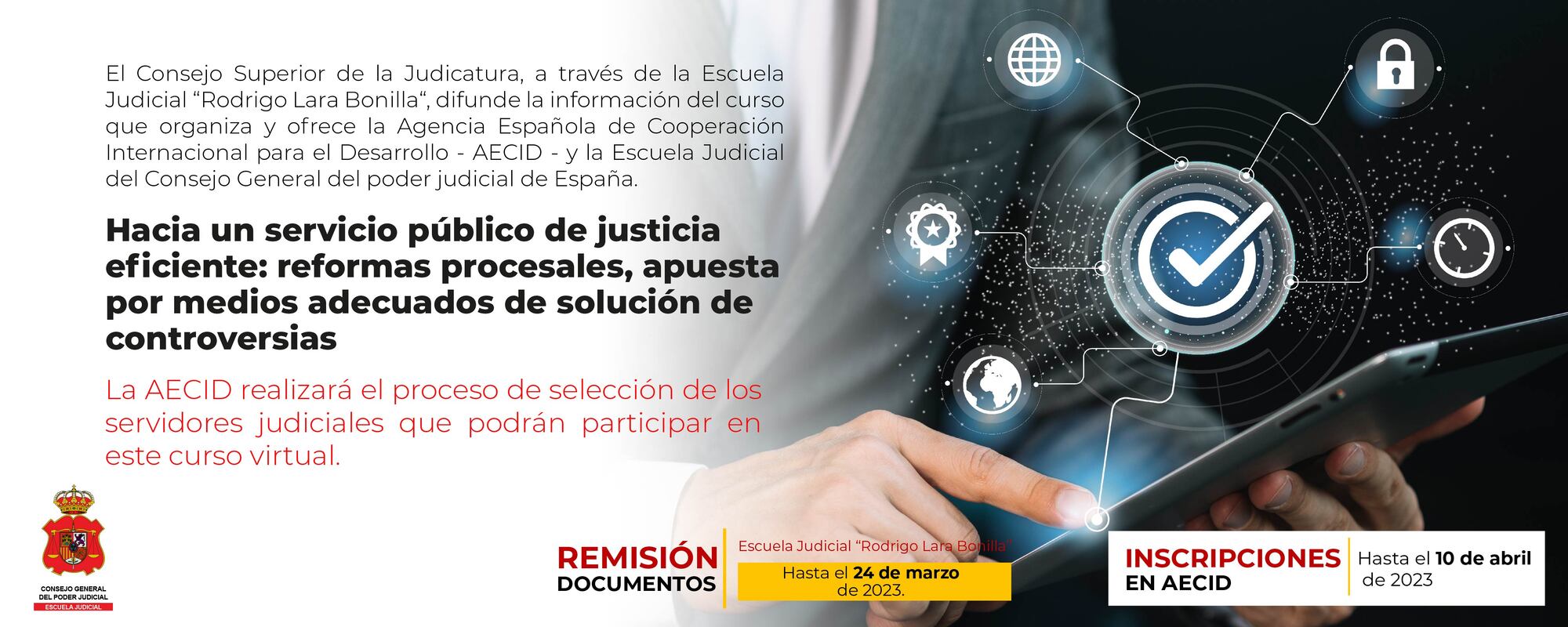 PRESELECCIÓN DE SERVIDORES JUDICIALES PARA PARTICIPAR EN EL CURSO OFERTADO POR AECID