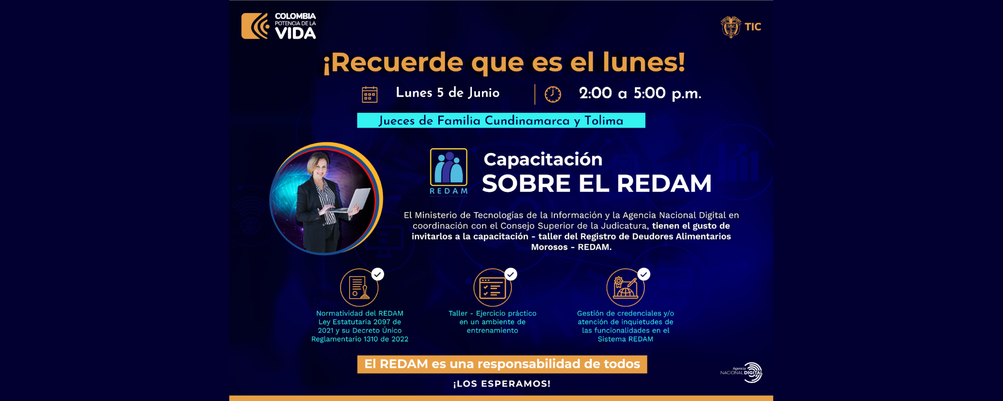 Recordatorio: Capacitación sobre el REDAM - Una responsabilidad de todos, acompáñanos.
