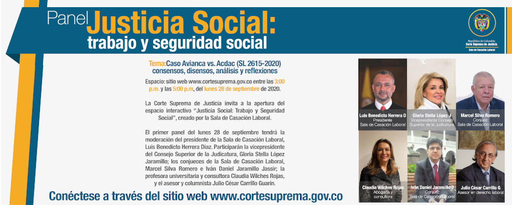DIFUSIÓN PRIMER PANEL EN LÍNEA DE JUSTICIA SOCIAL:  TRABAJO Y SEGURIDAD SOCIAL